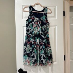 Navy short floral dress